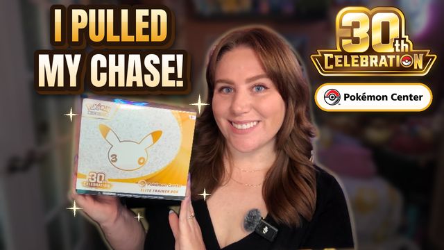 Bry holding a Pokémon 30th Celebration Pokémon Center Elite Trainer Box
